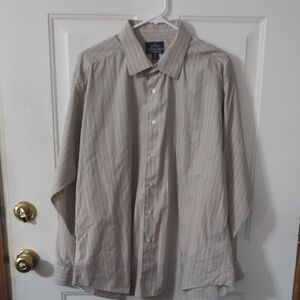 Dockers Men's Beige Striped Button Down Shirt